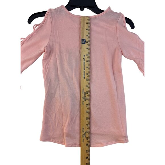 Love Alexa Pink Sequin Horse Cold Shoulder Top Size M Girl's Shirt Casual - Picture 8 of 8